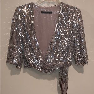 ZARA Sequins Crop wrap blouse WMN SIZE M